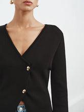Asymmetric Buttoned Knit Cardigan
